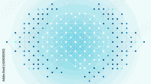 A digital abstract background featuring interconnected nodes and lines in blue tones
