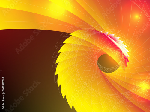 Abstract Geometric Vortex Vector Background with Orange and Yellow Flames