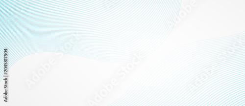 Φωτογραφία Curved parallel cyan lines framing the top and bottom edges with a large clean white copy space center on white background, minimal vector art template for text placement
