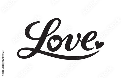 Canvas-taulu Elegant love lettering illustration with black hearts
