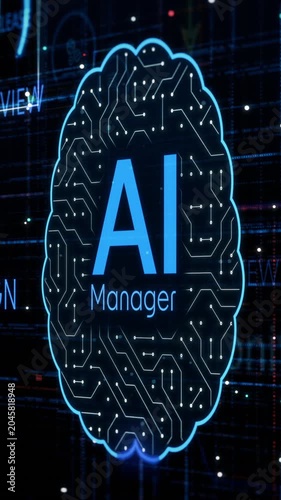 AI assistant for Agile project management, AI automation workflow, project life cycle, conceptual animation (3d render) Vertical video