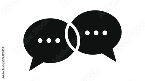 Bild auf Leinwand Two speech bubble silhouettes with ellipsis a simple black graphic silhouette bu