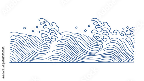 Canvas-taulu Traditional Ocean Wave Ornament Pattern Vector, Asian Decorative Sea Wave Design