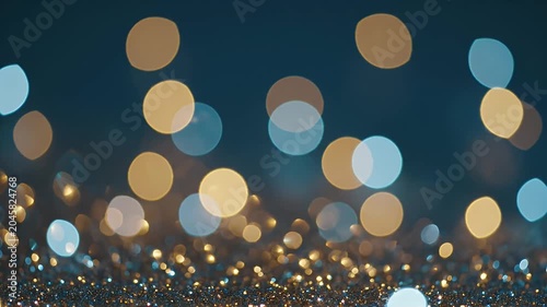 Soft Focus Bokeh Lights in Golden and Blue Hues Creating Festive Atmosphere for Evening Scenes