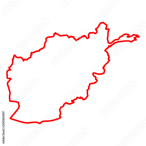 Bild auf Leinwand Red Outline Map of Afghanistan