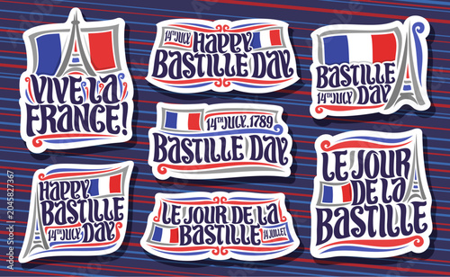 Quadro su tela Vector logos for Bastille Day
