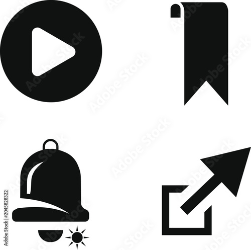 Black icons for notifications and actions