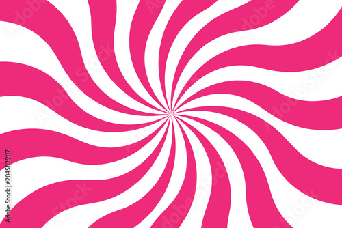 Pink and white spiral sunburst background with swirling radial stripes