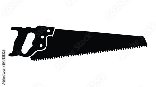 Tableau sur toile Hand saw silhouette against a white background a black outline of a carpentry to