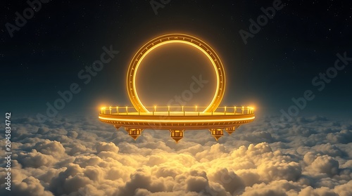 Golden Moon Platform Above the Clouds