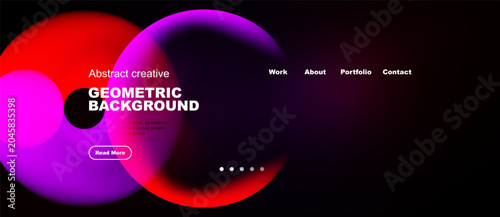 Картината върху платно Abstract shapes, vibrant colors dominate dark background