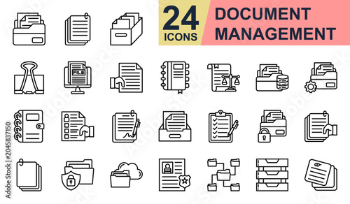 Bild auf Leinwand Document Management Icons set vector illustration