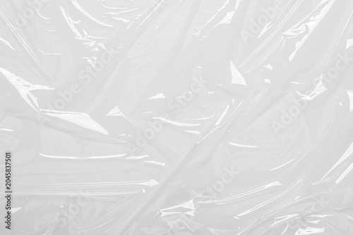 package mockup, plastic wrap transparent texture overlay effect. polyethylene packaging of vinyl wrap. shrink crumpled plastic bag sleeve.