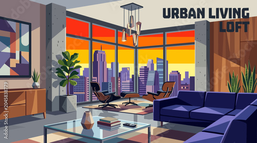 Bild auf Leinwand Open space apartment interior with modern furniture contemporary architecture st