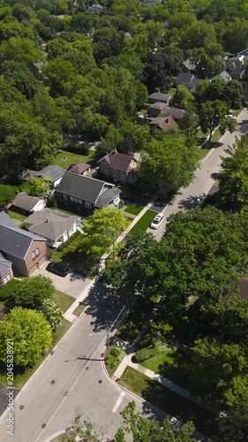 Aerial View Of Wooded Suburban Neighborhood