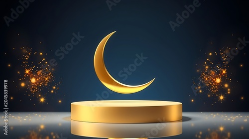 Luxury Golden Crescent Moon Podium