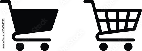 Foto cart icon set solid and outline shopping cart symbols for ui