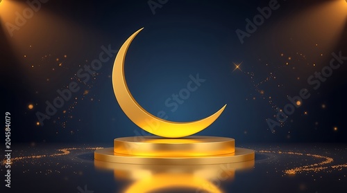 Luxury Golden Crescent Moon Podium