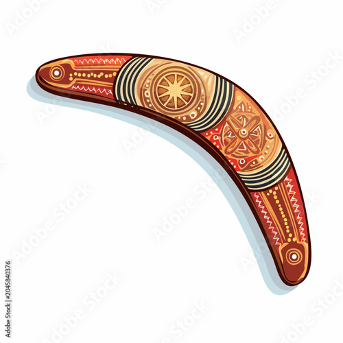 Traditional Aboriginal Boomerang with Intricate Patterns