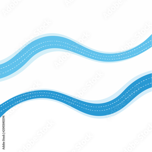 Wavy Blue Road with White Dashed Lines