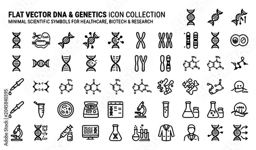 Fotografía DNA molecule and chromosome pictogram icon collection EPS 10