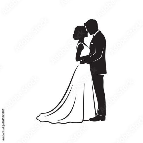 Wedding Couple Silhouette Vector