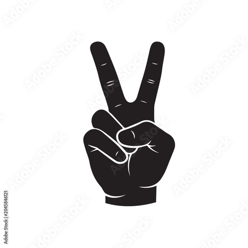 Hand Peace Sign Silhouette Vector