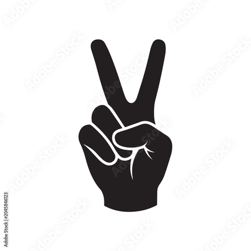 Hand Peace Sign Silhouette Vector
