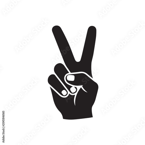 Hand Peace Sign Silhouette Vector