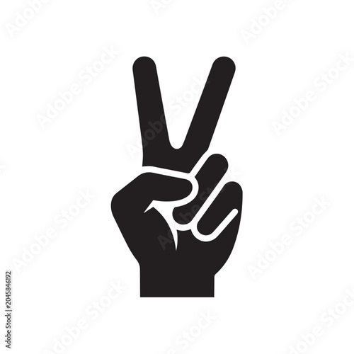 Hand Peace Sign Silhouette Vector
