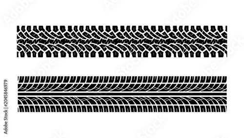 Foto Realistic black car tire tracks vector collection featuring offroad truck and ra