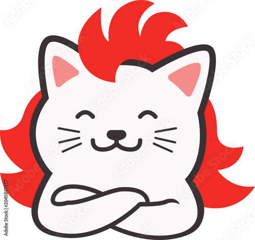 a red haired cat is folding its hands vector illustration icon
