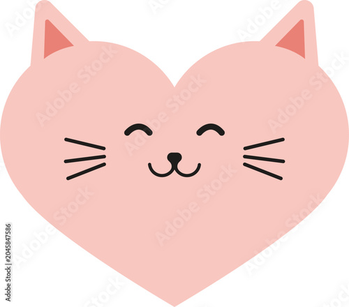 heart shaped cat head icon vector illustration