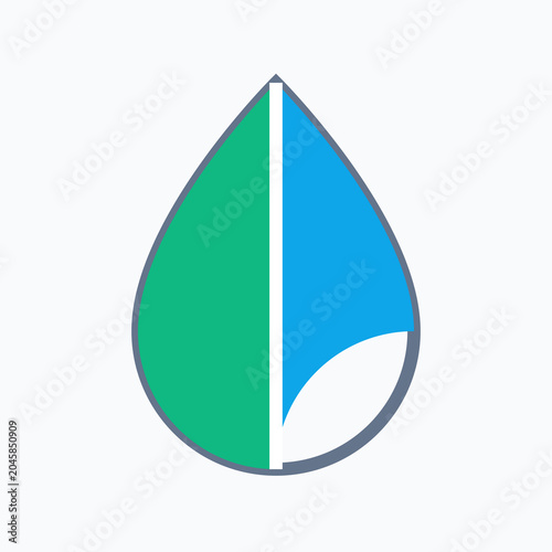 Water Drop Icon, Green Blue Vector Graphic, Eco Symbol, Environmental Logo