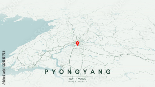 Schilderij op canvas Modern minimalist vector map of Pyongyang, North Korea
