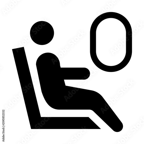 Airplane Seat Solid Icon, Aircraft Cabin, Passenger Travel