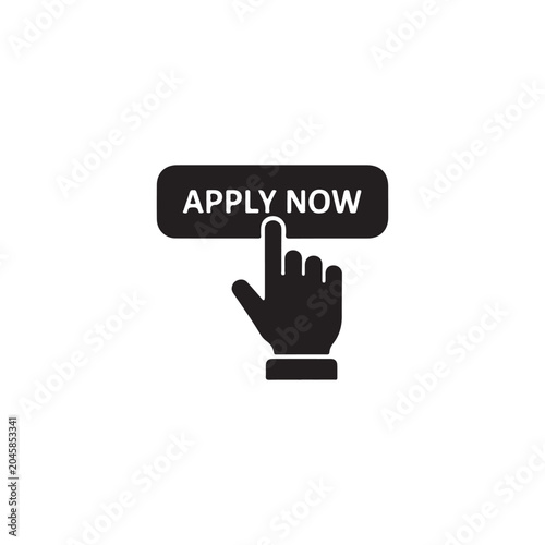 Apply now button with a hand cursor clicking for web design