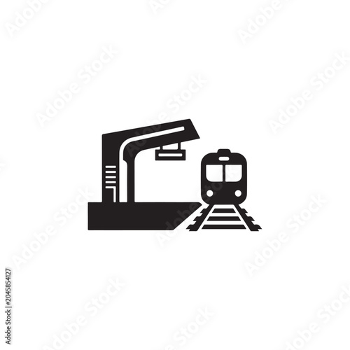 train station icon vector on white background