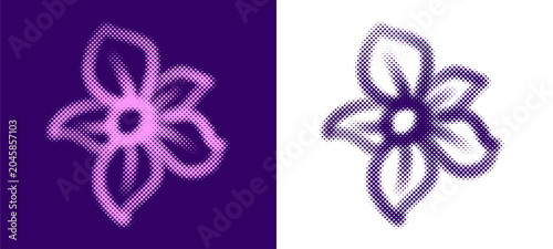 Εκτύπωση καμβά Abstract flower halftone shape displaying hand drawn pointy floral element for retro y2k clothing print poster banner creative streetwear design template isolated clip art