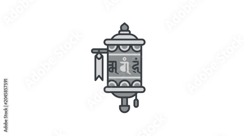 Fényképezés Tibetan Prayer Wheel Icon - Buddhist Mantra Symbol