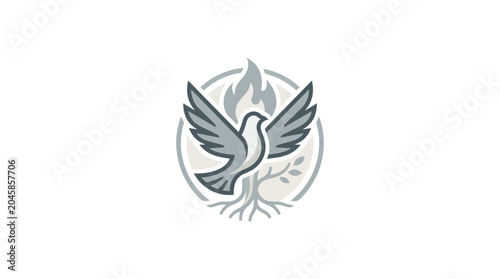 Bild auf Leinwand Dove Holy Spirit Fire Tree Symbol