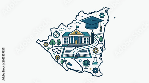 Bild auf Leinwand Nicaragua Map Education Concept Illustration.