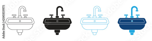 Fotografija Sink icon set. Wash Basin symbol ,Vector Illustration.