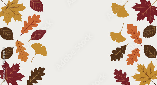 October autumn leaves border background with seasonal falling foliage