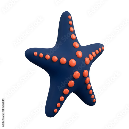 3D Render of a Blue Starfish with Orange Spots