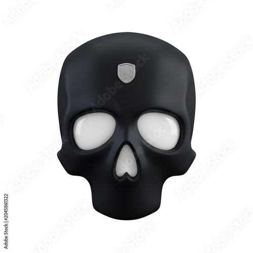 Black Skull with Silver Shield Emblem