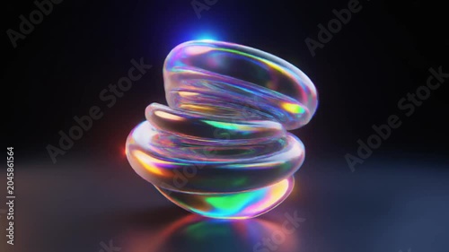 Iridescent liquid glass sphere rotating in a smooth hypnotic motion for an abstract digital video clip