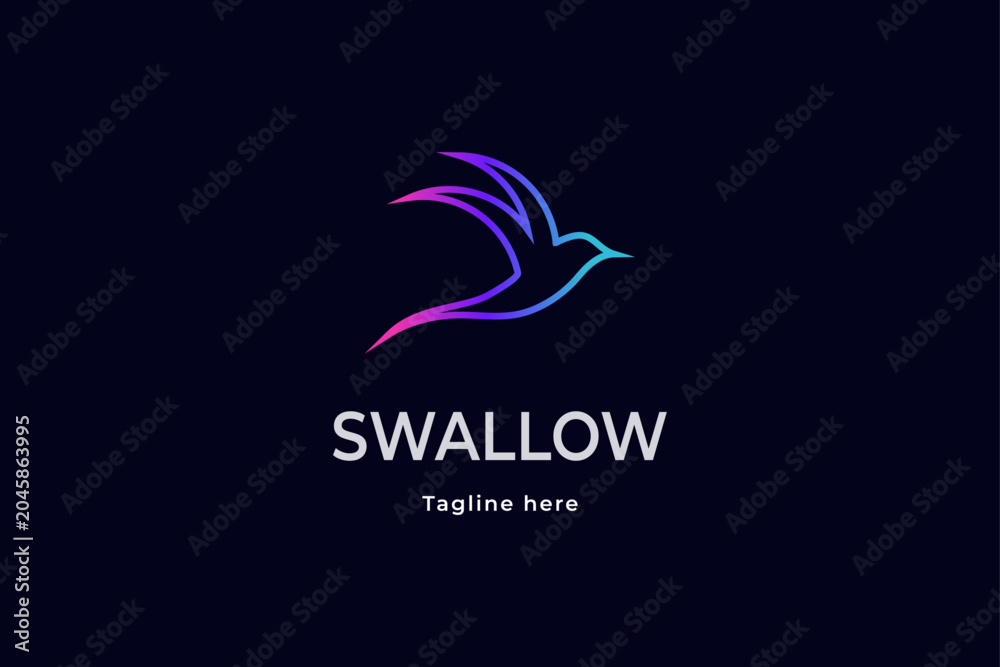 Fototapeta premium Vector Logo Illustration Swallow Gradient Colorful Style