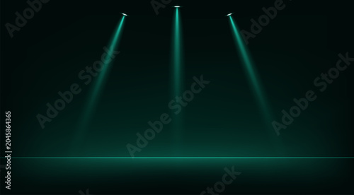 Empty dark blue, green studio background. Empty Room Studio with table. Space for selling products, backdrop, wallpaper, background, text. Gradient table. Vector illustration.