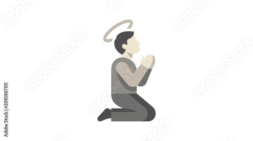 Tableau sur toile Person kneeling with halo, praying, seeking divine guidance, spiritual connectio